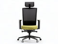 Ergonomic High-Back Mesh Office Chair with Adjustable Headrest, Black/Yellow, 25.6 in Wide
