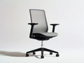 High-Back Mesh Office Chair with Fixed Armrests, Gray/Black, 25.6 x 25.6 x 45.3-49.2 in