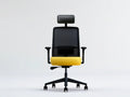 Ergonomic Mesh Office Chair with Adjustable Headrest, Yellow Seat, Black Frame, 25.6 x 25.6 x 45.7-49.6 in