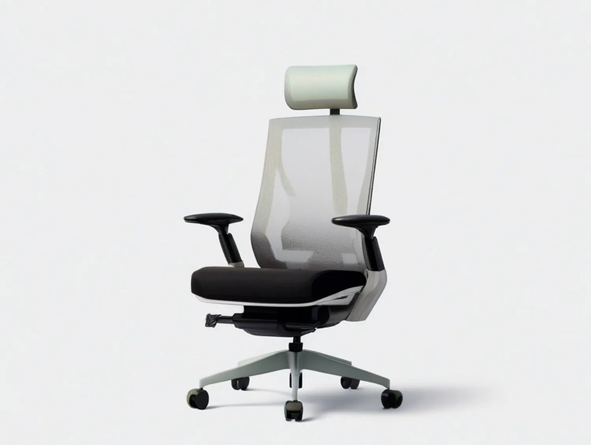 Ergonomic Mesh Office Chair with Adjustable Headrest, Black/Gray/Silver, 26 x 26 x 46.5-50.5 in