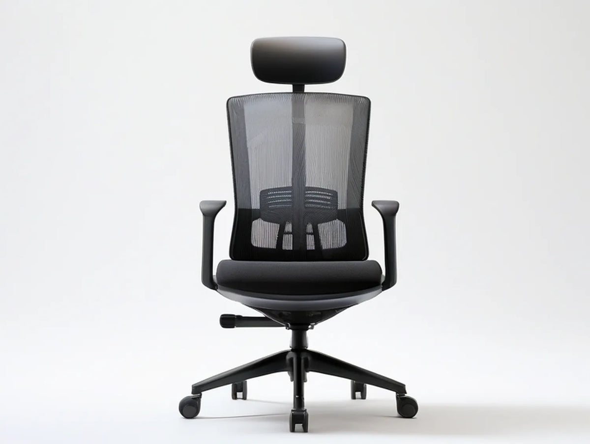 Black Ergonomic Mesh Office Chair with Adjustable Headrest and Lumbar Support, 25.2 x 25.2 x 45.3-49.2 in