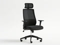 Black High-Back Mesh Office Chair with Adjustable Headrest and Armrests, 25.6 x 25.6 x 47.2-51.2 in