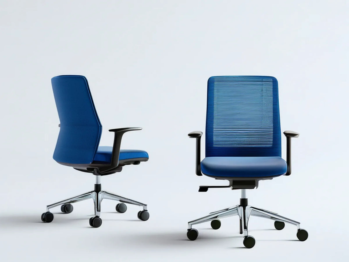 Blue Mesh Office Chair with Adjustable Height, Tilt Lock, Swivel Base and Arms, 25.6 x 25.6 x 44.1-48.0 in