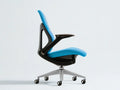Blue and Black Ergonomic Swivel Chair with Adjustable Armrests, 25.6 x 25.6 x 45.3-49.2 in
