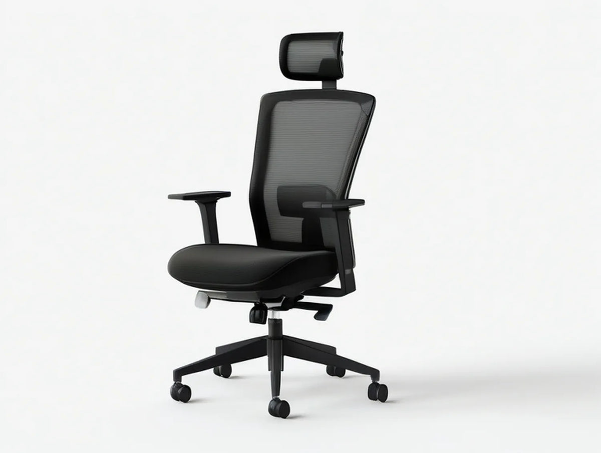 Black High-Back Mesh Ergonomic Office Chair with Adjustable Headrest, 25.2 x 25.2 x 45.3-52.8 in