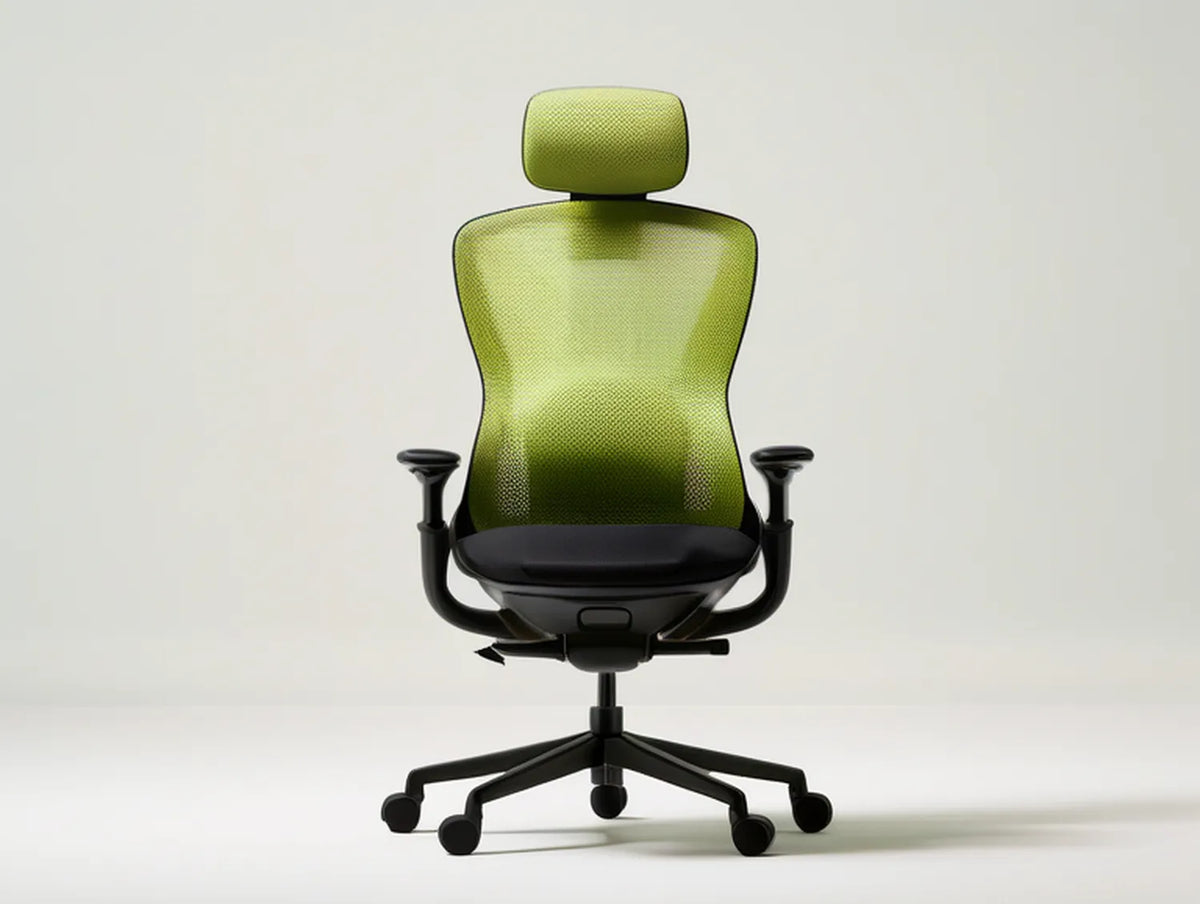 Ergonomic High-Back Mesh Office Chair with Adjustable Headrest and Armrests, Green/Black, 25.6 x 25.6 x 45.3-49.2 in