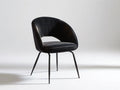 Black PU Leather Upholstered Dining Armchair with Steel Legs, 25.2 x 23.6 x 31.5 in